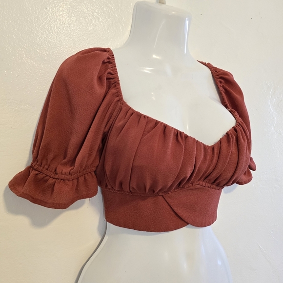 Better Be - Burgundy Crop Top Back Ties - Picture 4 of 12